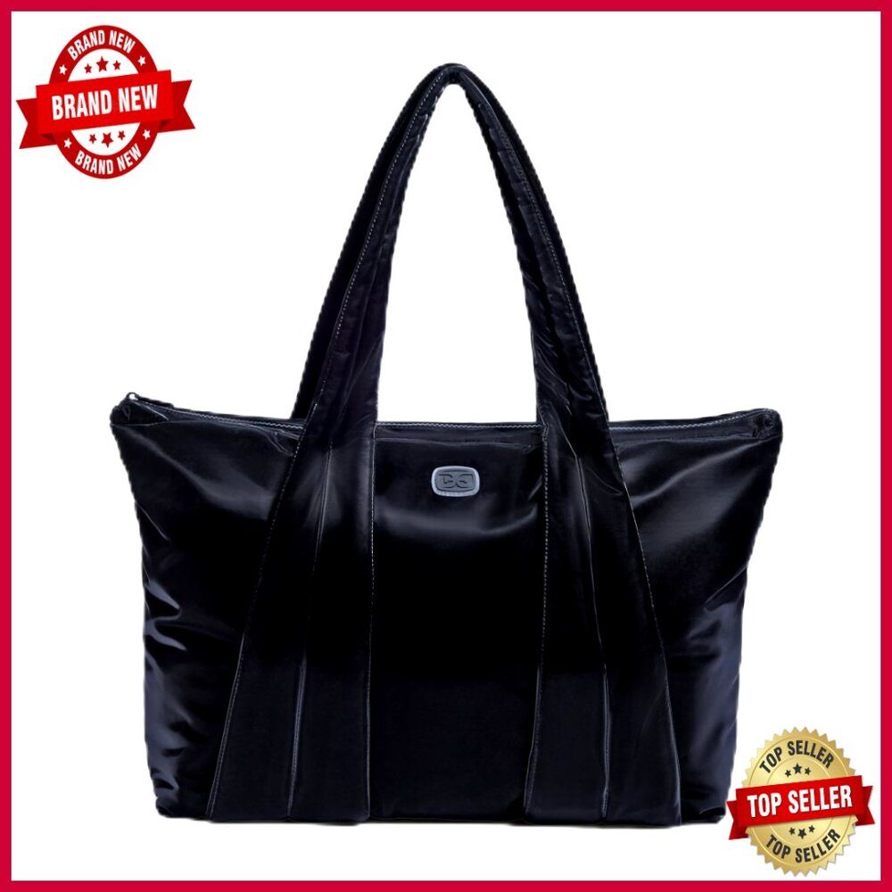 Large Nylon Tote Bag With Laptop Sleeve & Multiple Pockets